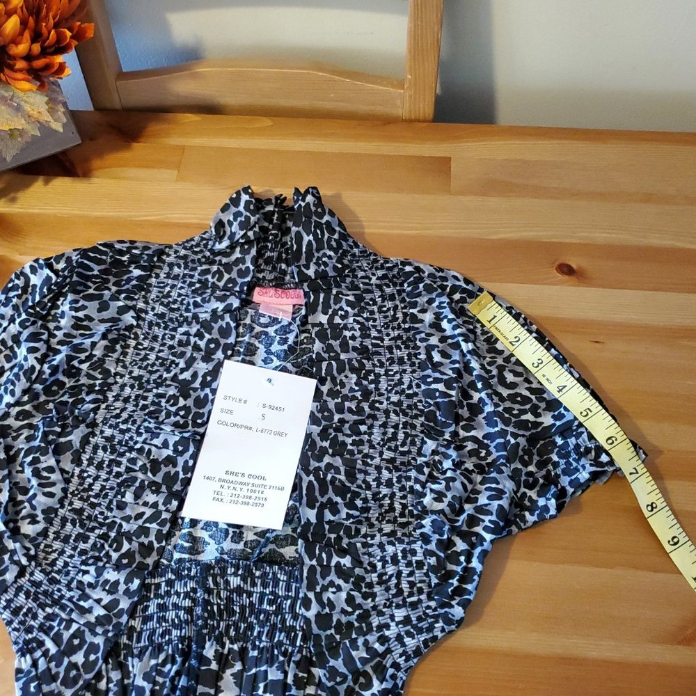 She's Cool - Women's Ruffle Short Sleeve Open Front Bolero Shrugs Leopard print - Picture 3 of 8